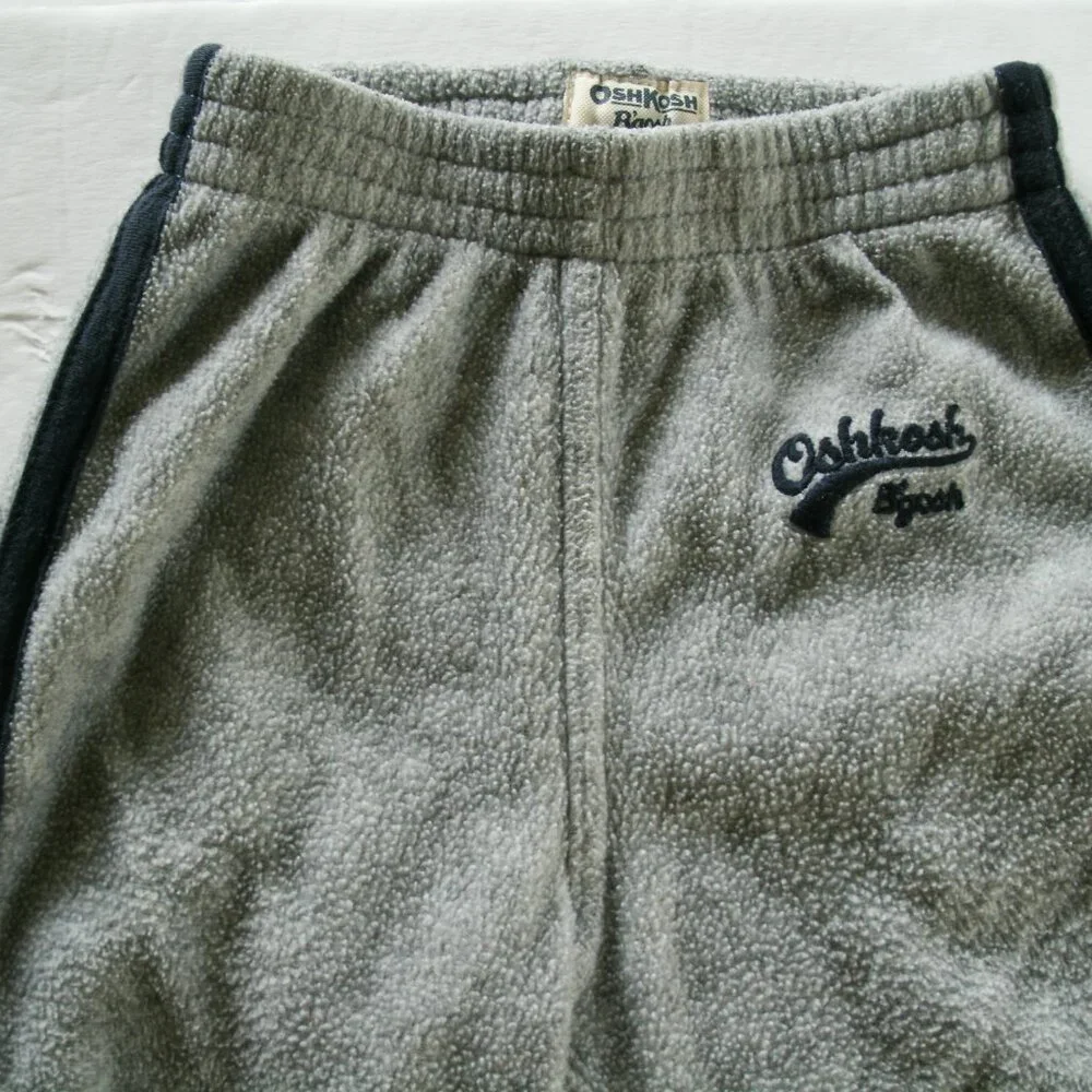 Oshkosh Boys Sweatpants Gray Fleece Elastic Waist Pull On 18 Months